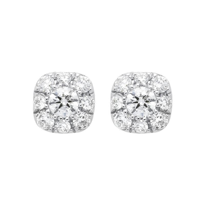 18ct White Gold 0.31ct Diamond Cushion Stud Earrings - Option1 Value White Gold