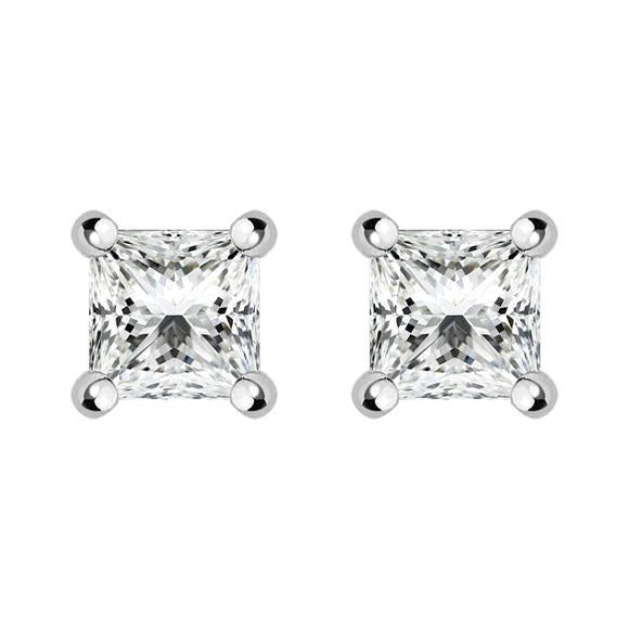 18ct White Gold 0.31ct Diamond Princess Cut Stud Earrings