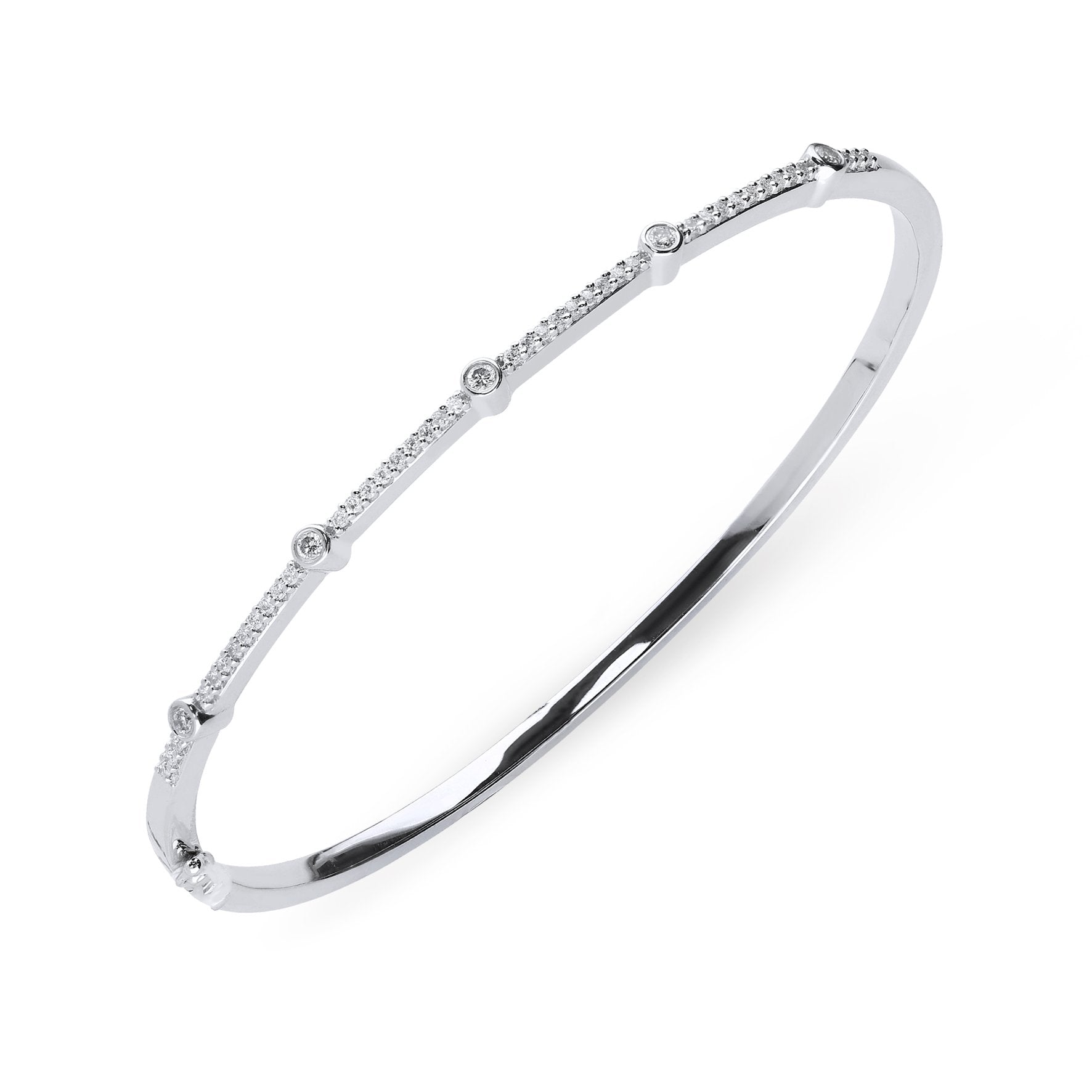 18ct White Gold 0.35ct Diamond Hinged Bangle - White Gold