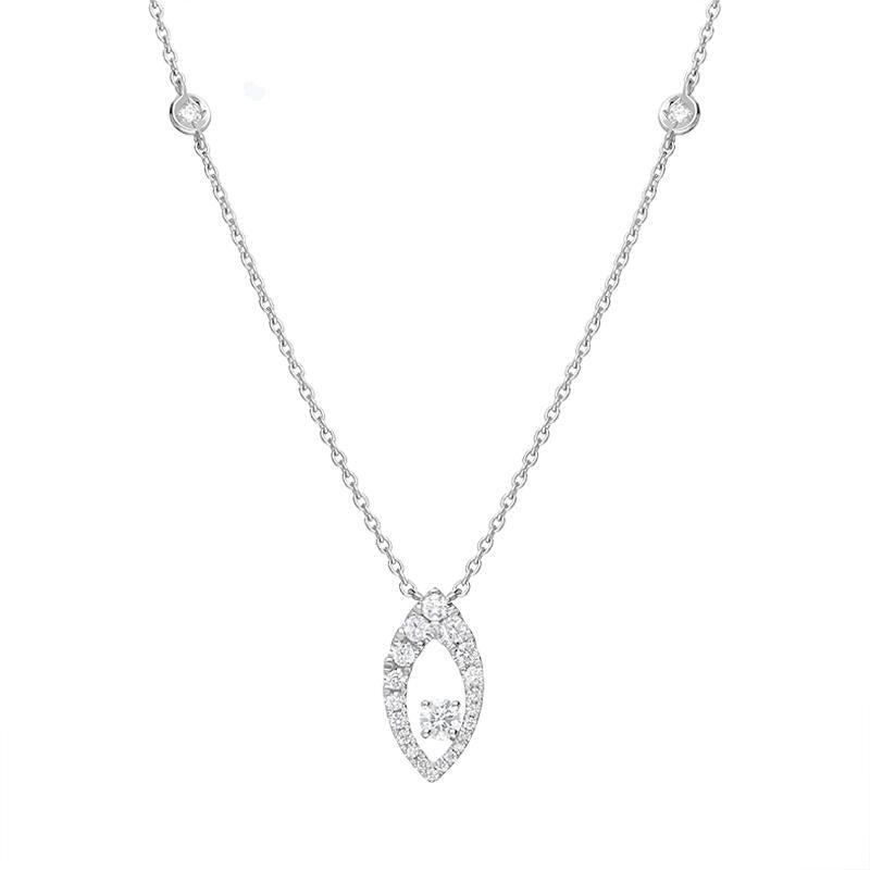 18ct White Gold 0.35ct Diamond Open Marquise Necklace