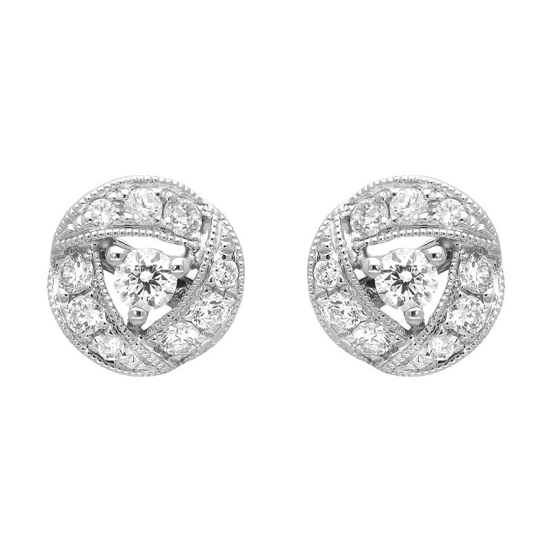 18ct White Gold 0.36ct Diamond Ribbon Edge Stud Earrings