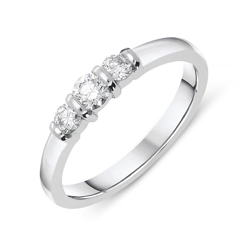 18ct White Gold 0.36ct Diamond Trilogy Bar Set Ring - Option1 Value White Gold