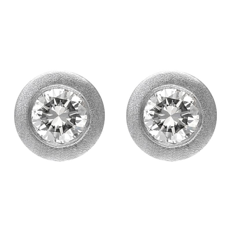 18ct White Gold 0.44ct Diamond Solitaire Satin Stud Earrings