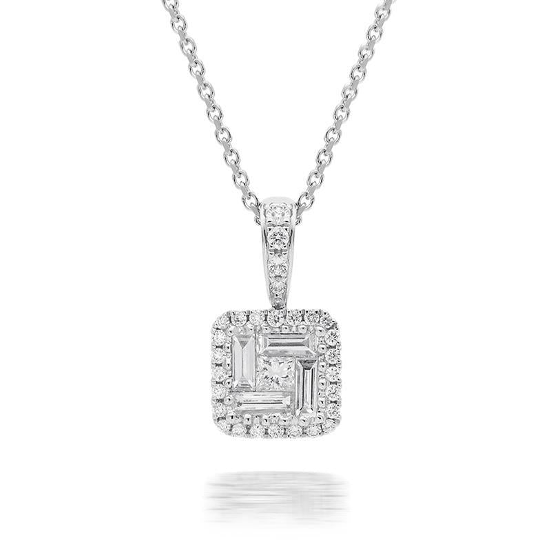 18ct White Gold 0.42ct Diamond Cluster Necklace