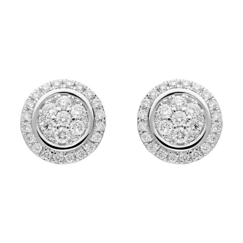 18ct White Gold 0.42ct Diamond Round Cluster Stud Earrings