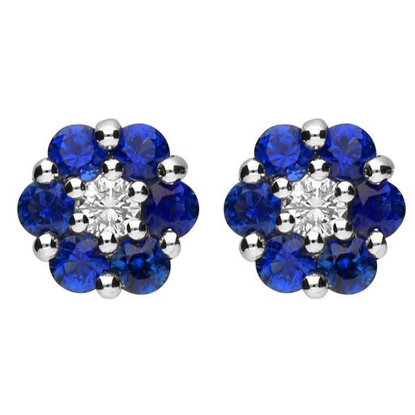 18ct White Gold 0.43ct Sapphire and Diamond Cluster Earrings
