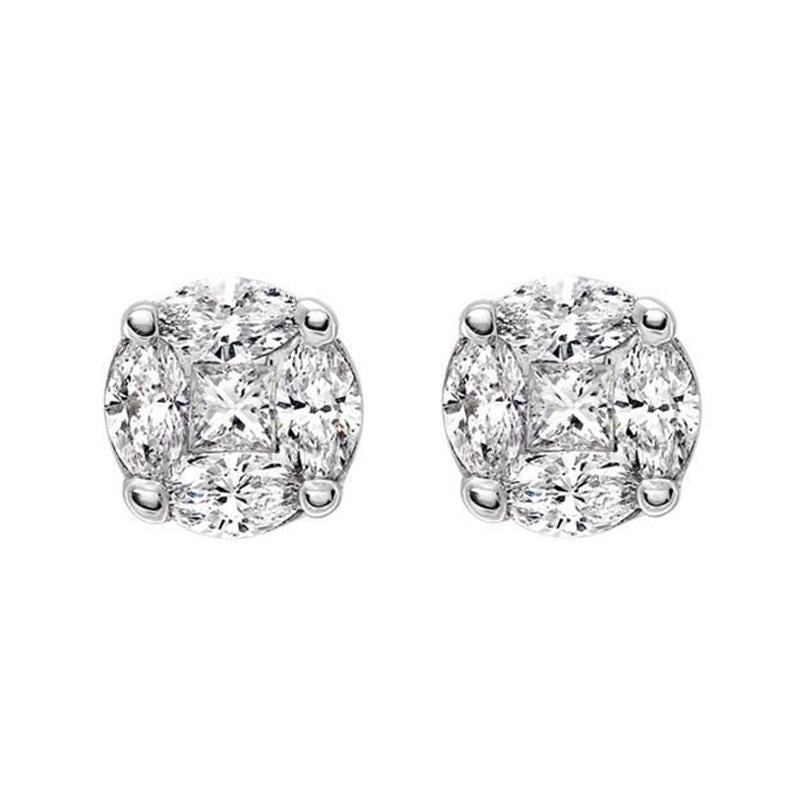 18ct White Gold 0.44ct Diamond Cluster Stud Earrings