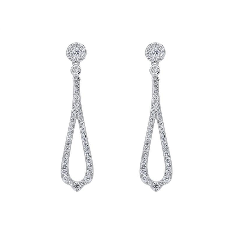 18ct White Gold 0.45ct Diamond Open Pear Drop Earrings - Option1 Value White Gold