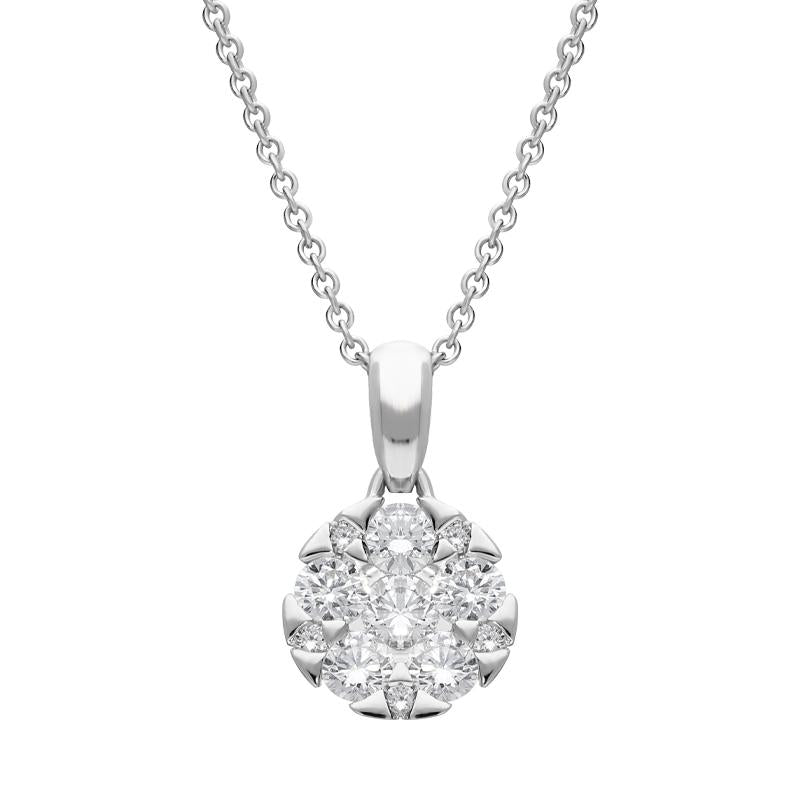 18ct White Gold 0.46ct Diamond Triangle Heart Edged Necklace