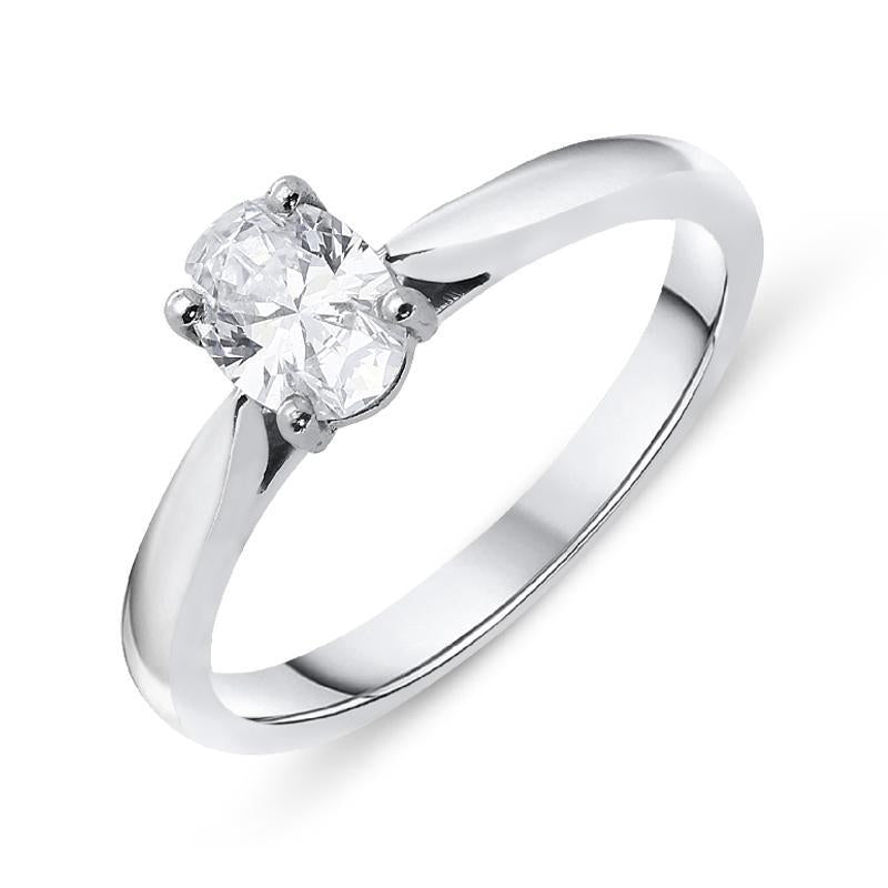 18ct White Gold 0.50ct Diamond Oval Cut Solitaire Ring - White Gold