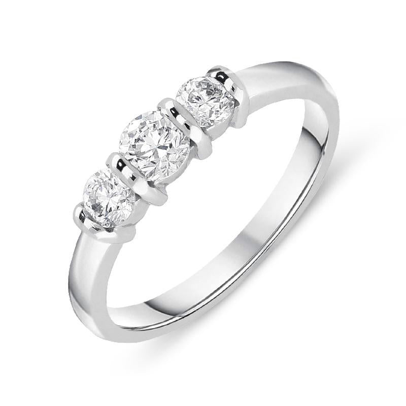 18ct White Gold 0.50ct Diamond Trilogy Bar Set Ring