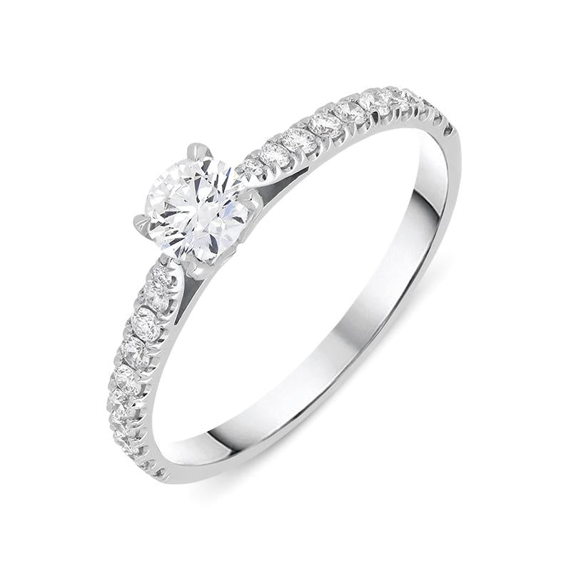 18ct White Gold 0.52ct Diamond Shoulder Certified Solitaire Ring - N