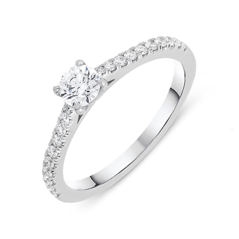 18ct White Gold 0.52ct Diamond Shoulder Ring - N