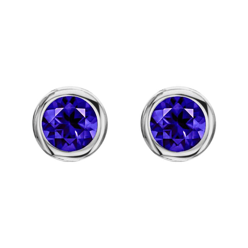 18ct White Gold 0.52ct Tanzanite Round Stud Earrings