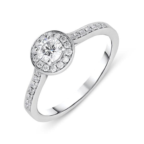 18ct White Gold 0.55ct Diamond Brilliant Cut Halo Ring - Option1 Value White Gold