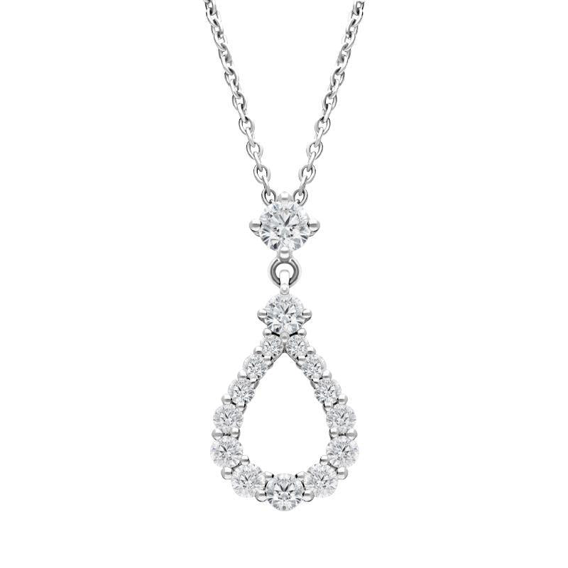 18ct White Gold 0.59ct Diamond Open Pear Necklace