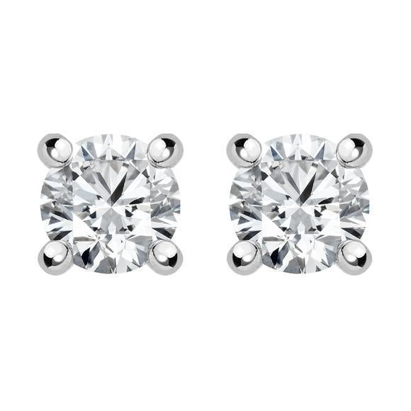 18ct White Gold 0.60ct Diamond Solitaire Stud Earrings - Option1 Value White Gold