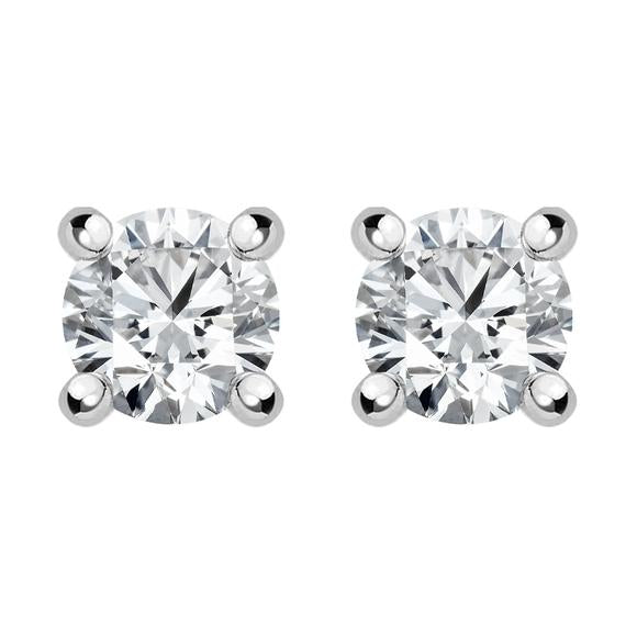 18ct White Gold 0.61ct Diamond Solitaire Stud Earrings - Option1 Value White Gold