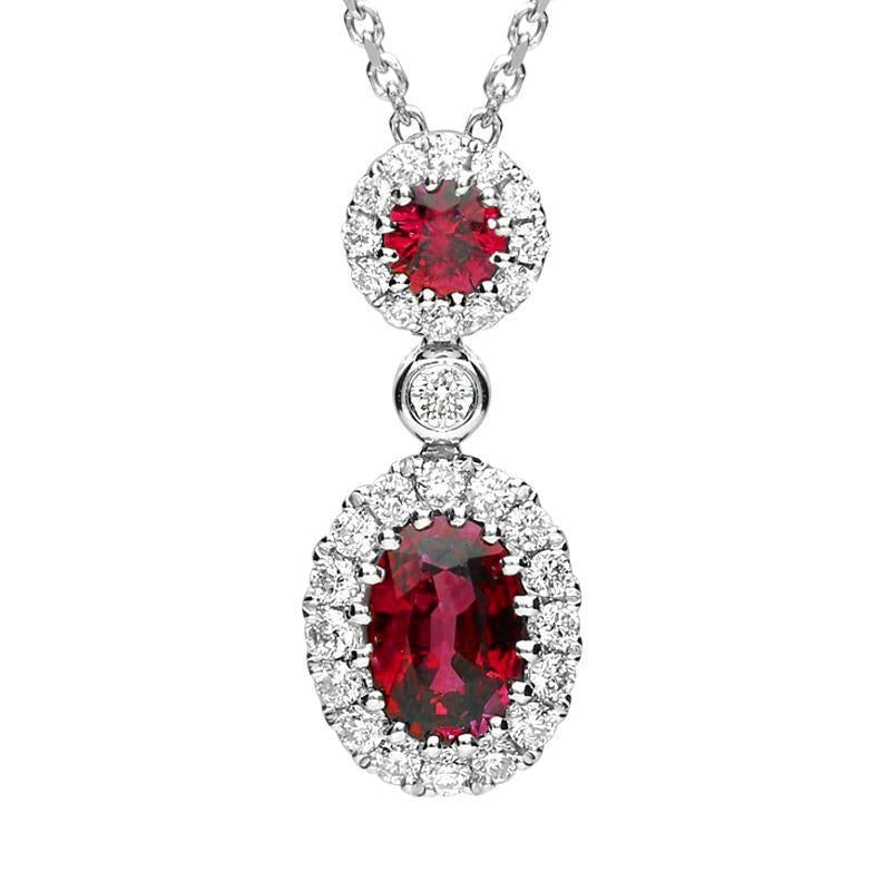 18ct White Gold 0.72ct Ruby and Diamond Necklace - White Gold