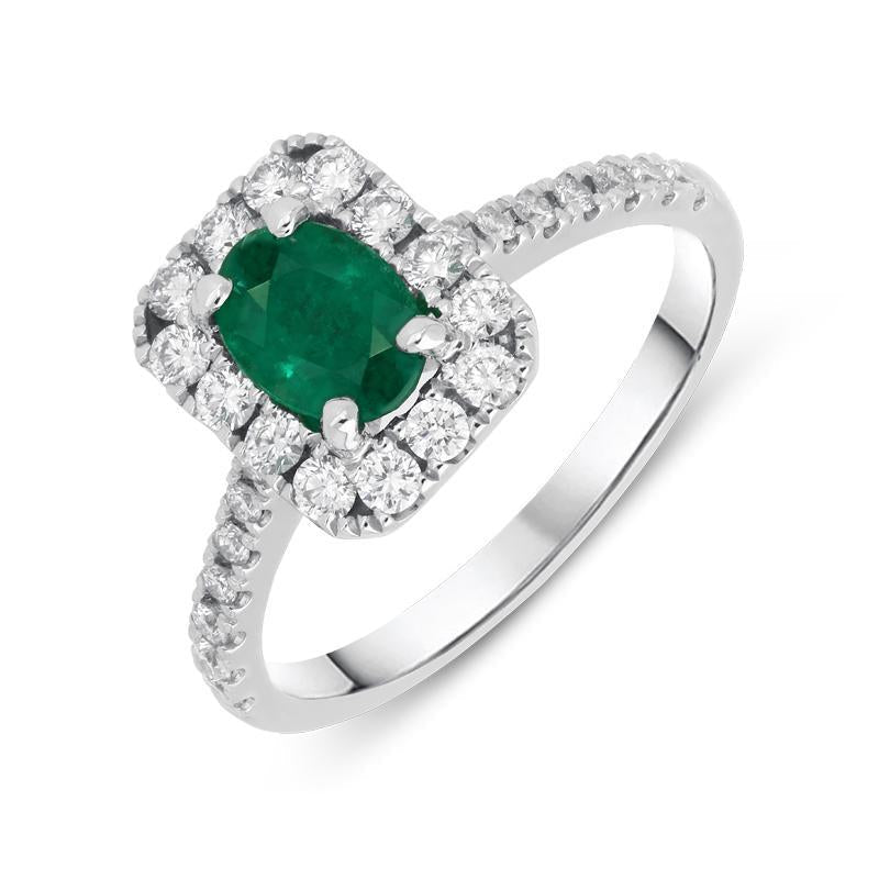 18ct White Gold 0.75ct Emerald Diamond Oval Cut Ring
