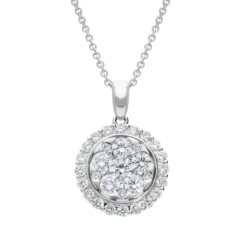 18ct White Gold 0.78ct Diamond Round Necklace