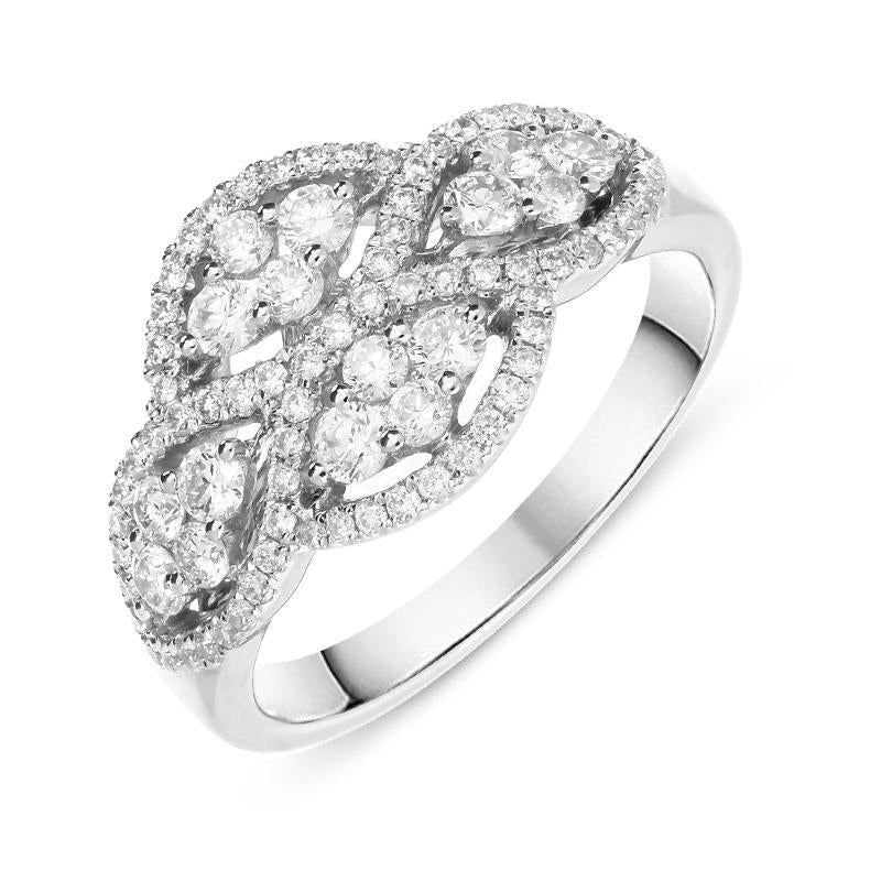 18ct White Gold 0.79ct Diamond Pave Set Cluster Ring - M