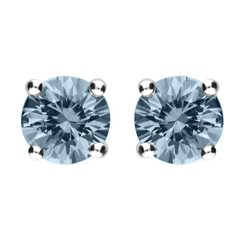 18ct White Gold 0.90ct Aquamarine Solitaire Stud Earrings