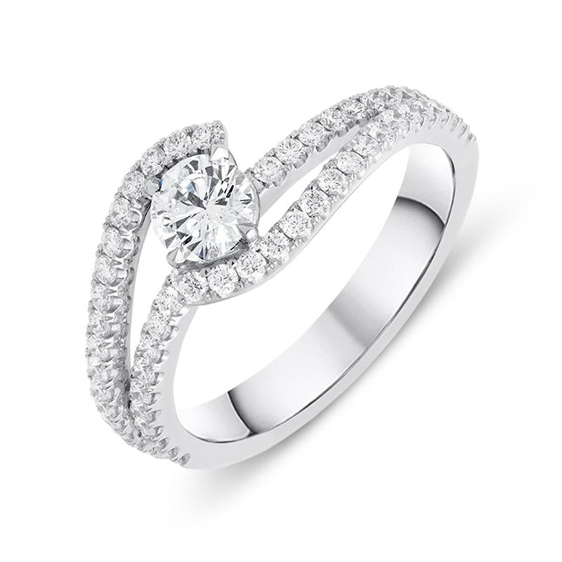 18ct White Gold 0.92ct Brilliant Cut Diamond Ring - M