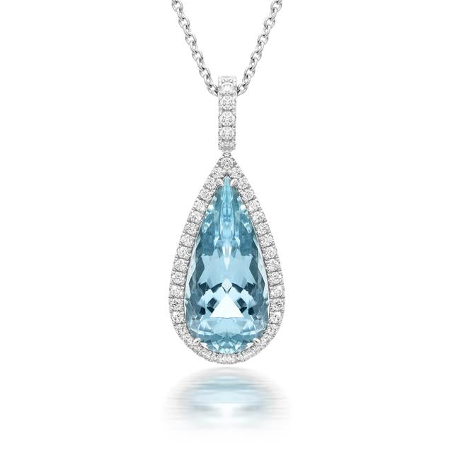 Hans D Krieger White Gold 6.98ct Aquamarine Diamond Necklace D
