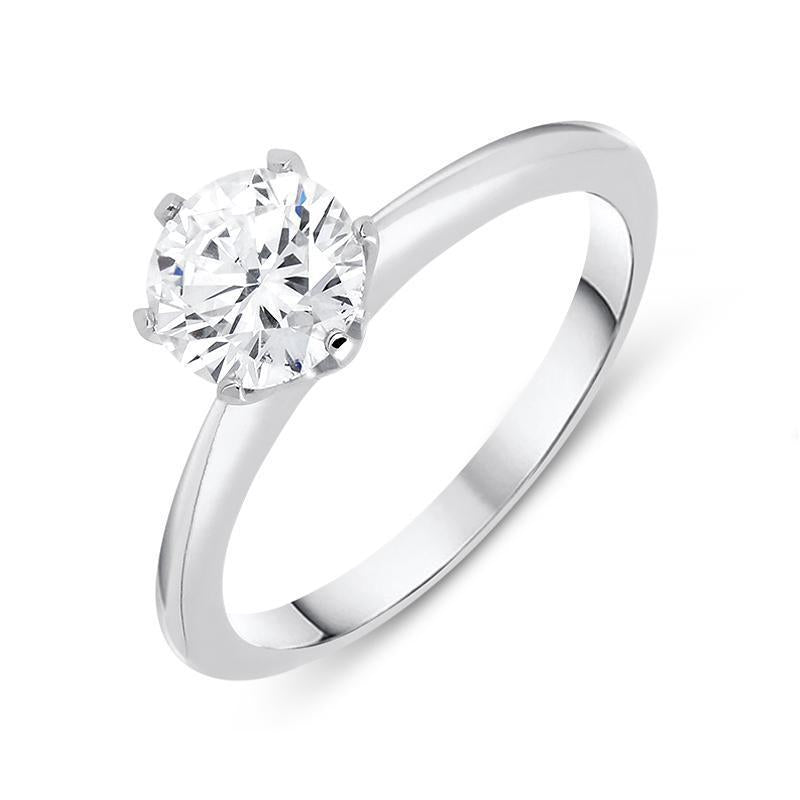 18ct White Gold 1.00ct Diamond Brilliant Cut Solitaire Ring - N