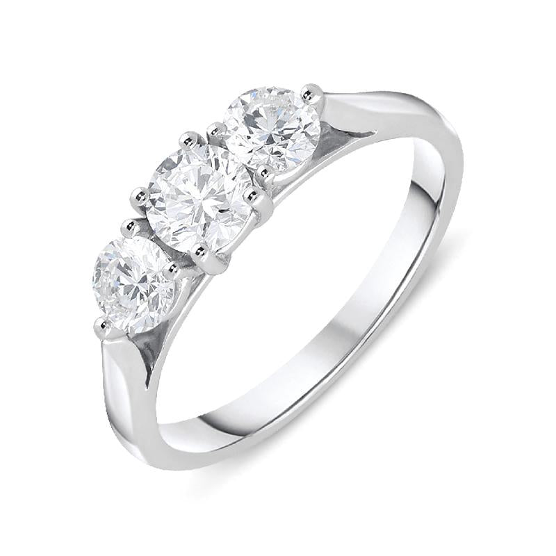18ct White Gold 1.03ct Diamond Brilliant Cut Trilogy Ring - White Gold