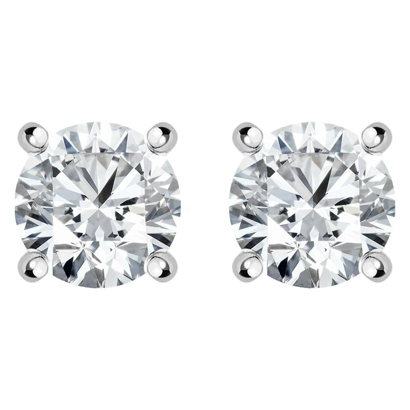 18ct White Gold 1.01ct Diamond Solitaire Stud Earring - White Gold