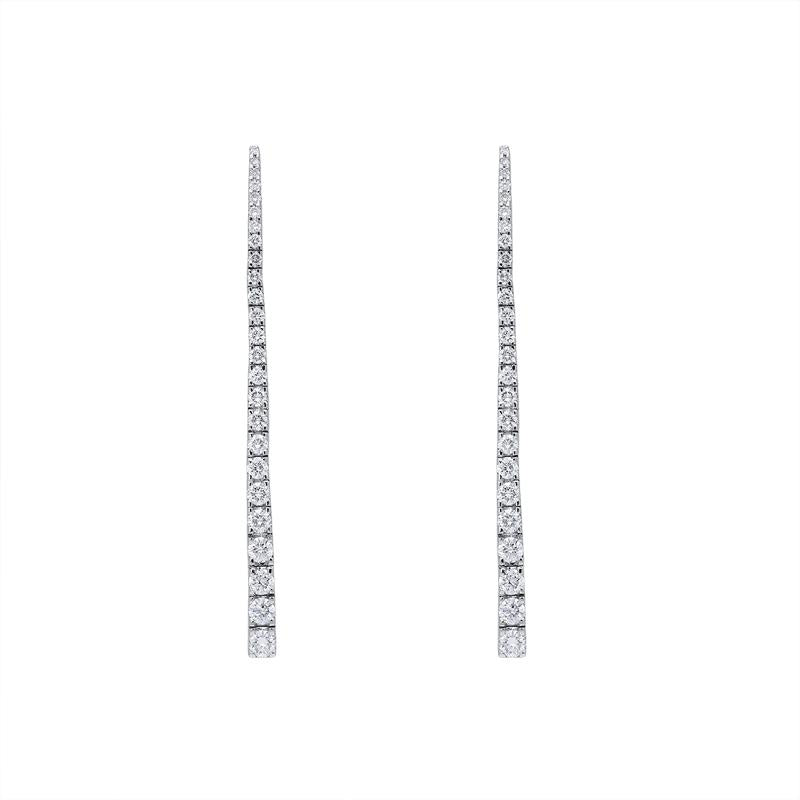 18ct White Gold 1.07ct Diamond Graduating Drop Earrings - Option1 Value White Gold