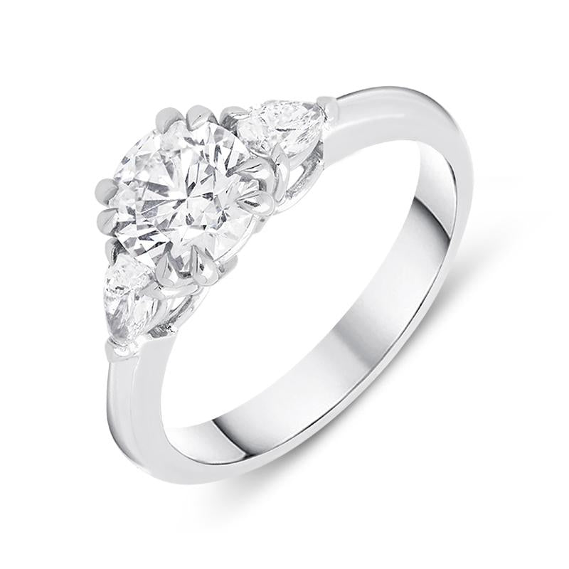 18ct White Gold 1.11ct Diamond Trilogy Ring - N