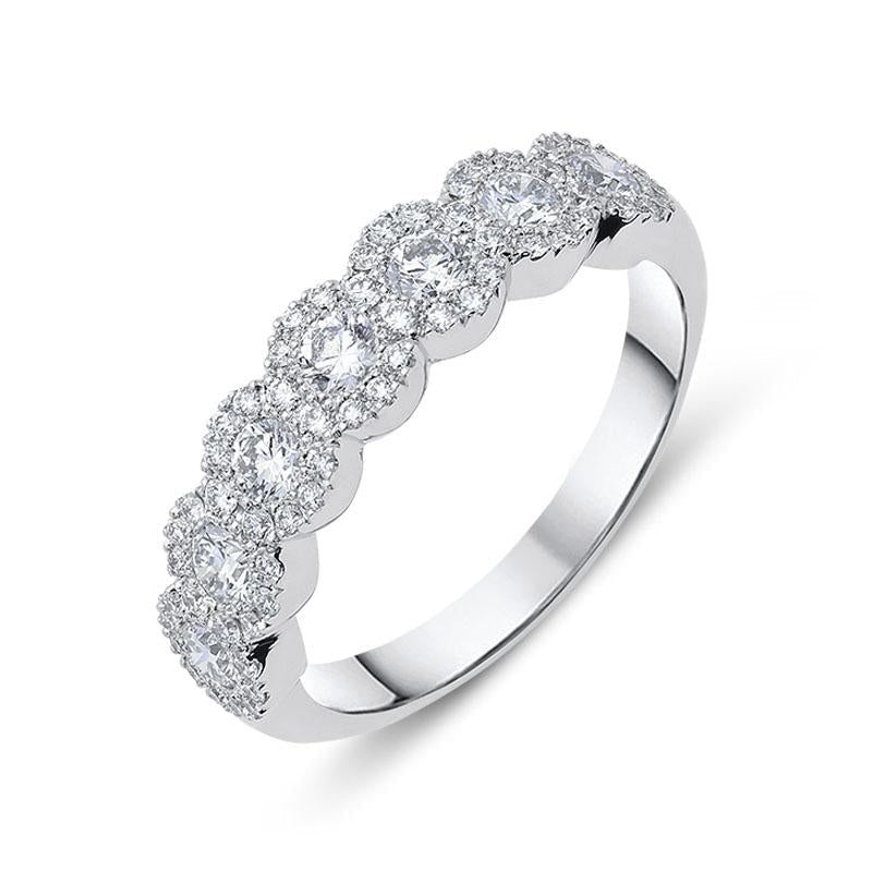 18ct White Gold 1.18ct Diamond Brilliant Cut Cluster Ring