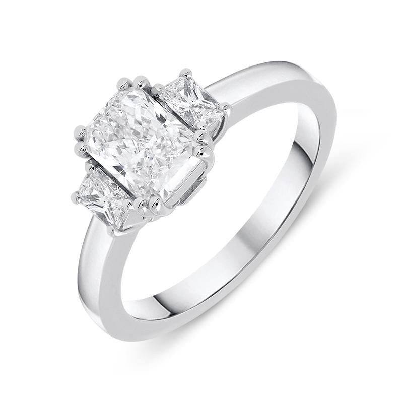 18ct White Gold 1.31ct Diamond Trilogy Ring - M