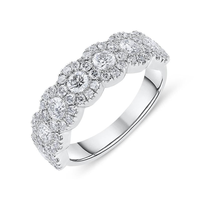 18ct White Gold 1.61ct Diamond Brilliant Cut Cluster Ring - O