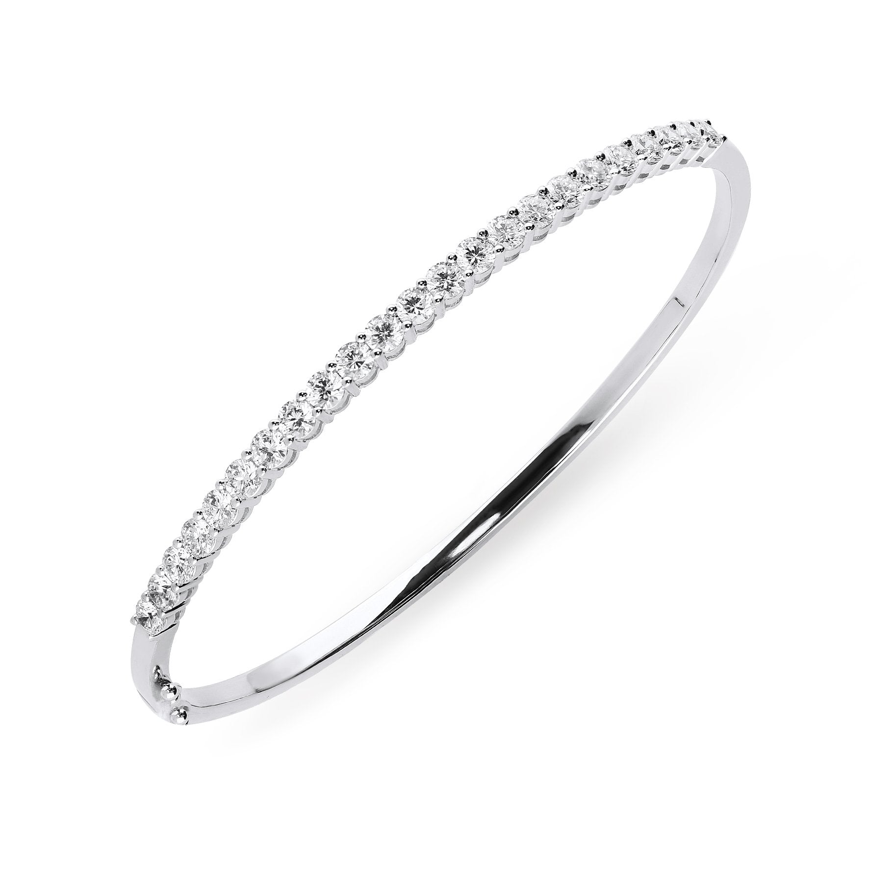 18ct White Gold 2.02ct Diamond Hinged Bangle - White Gold