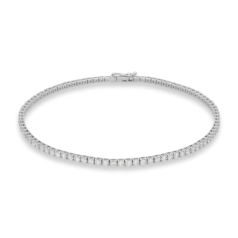 18ct White Gold 2.45ct Diamond Claw Set Tennis Bracelet - White Gold