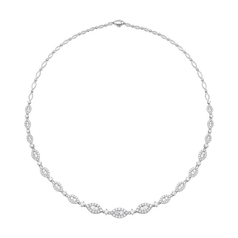 18ct White Gold 4.42ct Diamond Marquise Cluster Necklace - Option1 Value White Gold