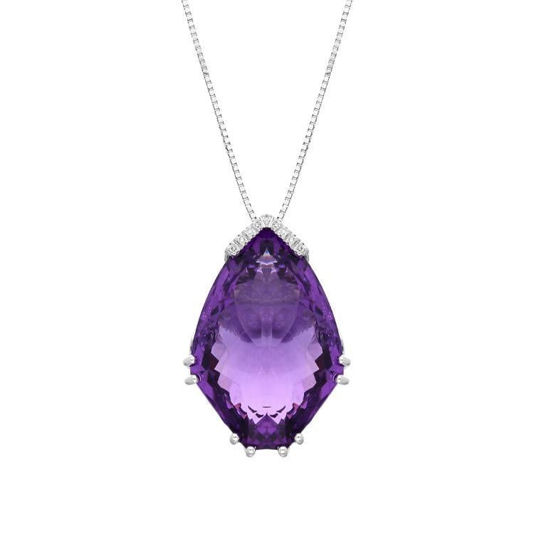 18ct White Gold 43.49ct Amethyst Diamond Necklace