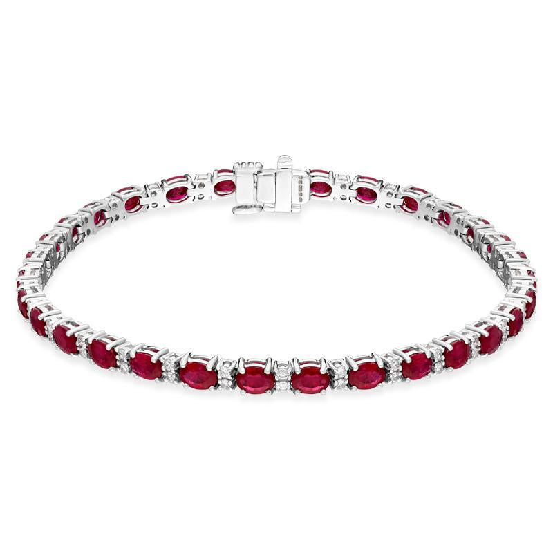 18ct White Gold 7.79ct Ruby 0.61ct Diamond Bracelet