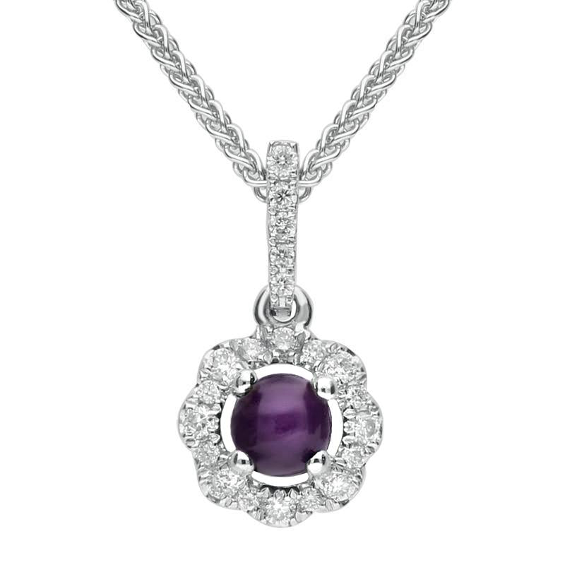 18ct White Gold Blue John Diamond Floral Necklace