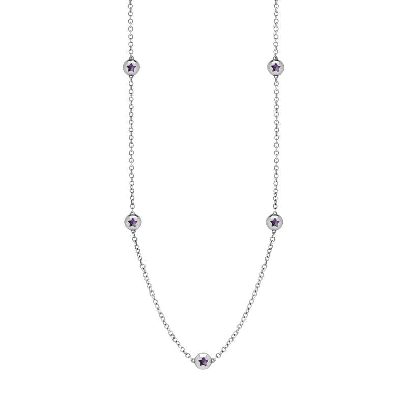 18ct White Gold Blue John Star Link Disc Chain Necklace - Option1 Value White Gold