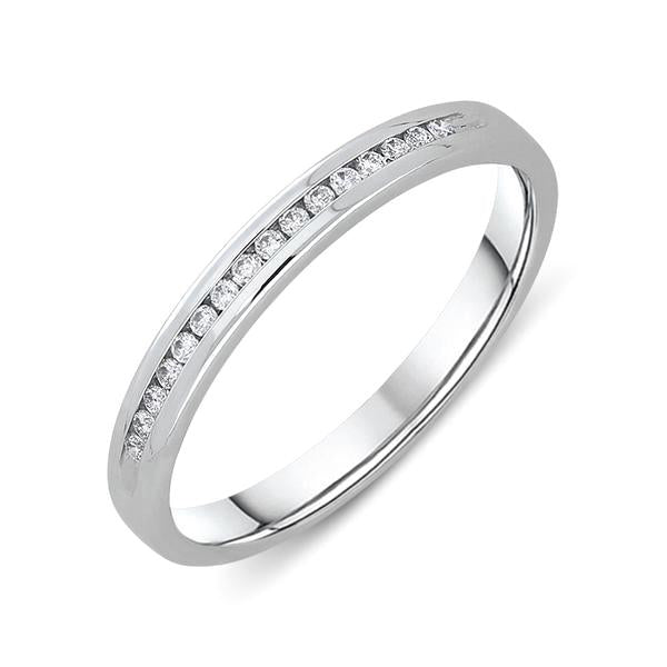 18ct White Gold 0.07ct Diamond Channel Set Wedding Half Eternity Ring - White Gold