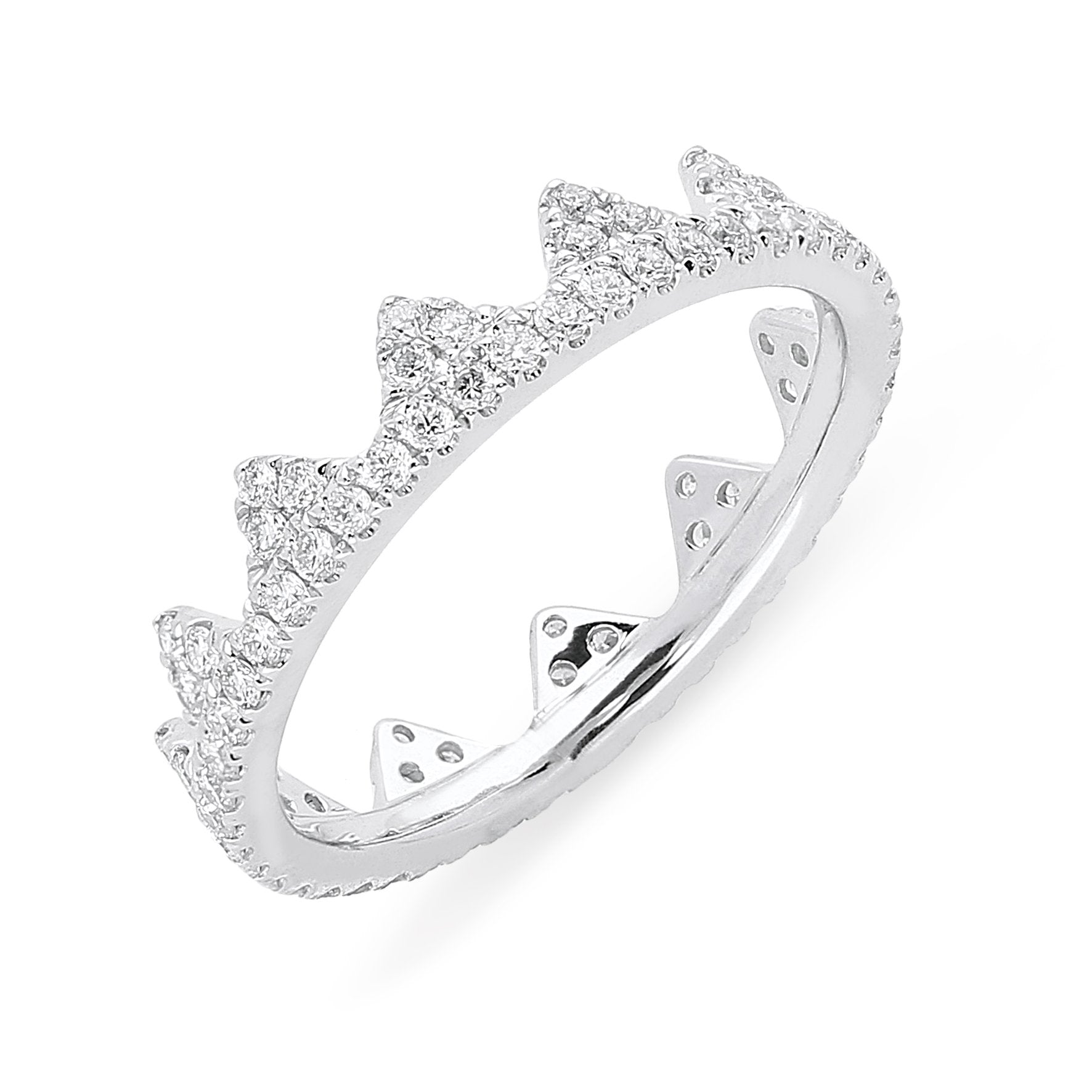 18ct White Gold 0.64ct Diamond Geometric Stacking Ring - White Gold