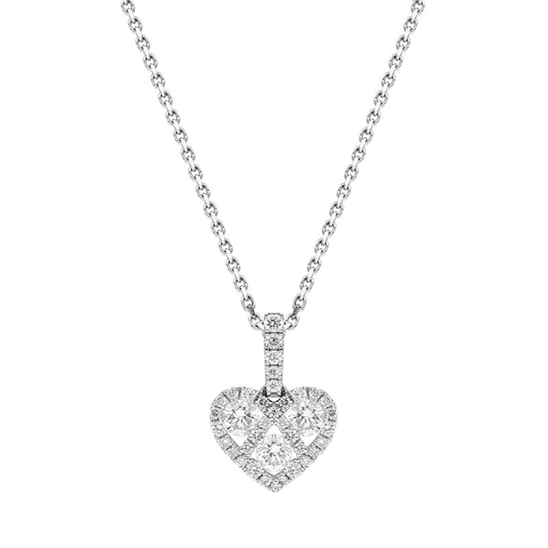18ct White Gold 0.39ct Diamond Heart Necklace