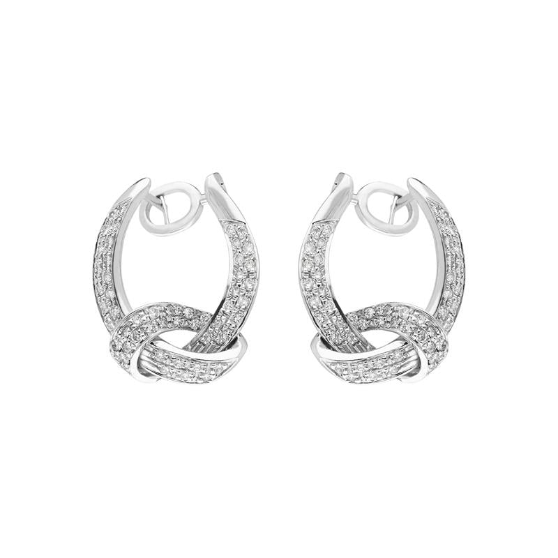 18ct White Gold Diamond Knot Drop Earrings
