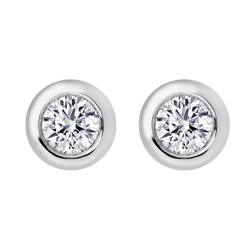 18ct White Gold Round 0.20ct Diamond Stud Earrings - Option1 Value White Gold