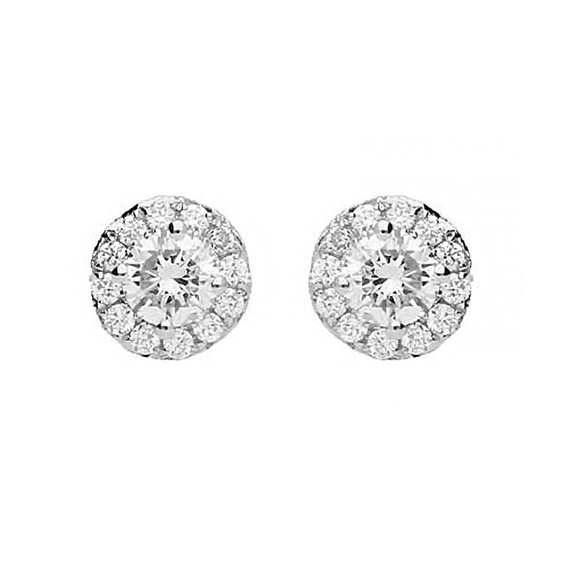 18ct White Gold Brilliant Pave 0.49ct Diamond Stud Earrings - Option1 Value White Gold